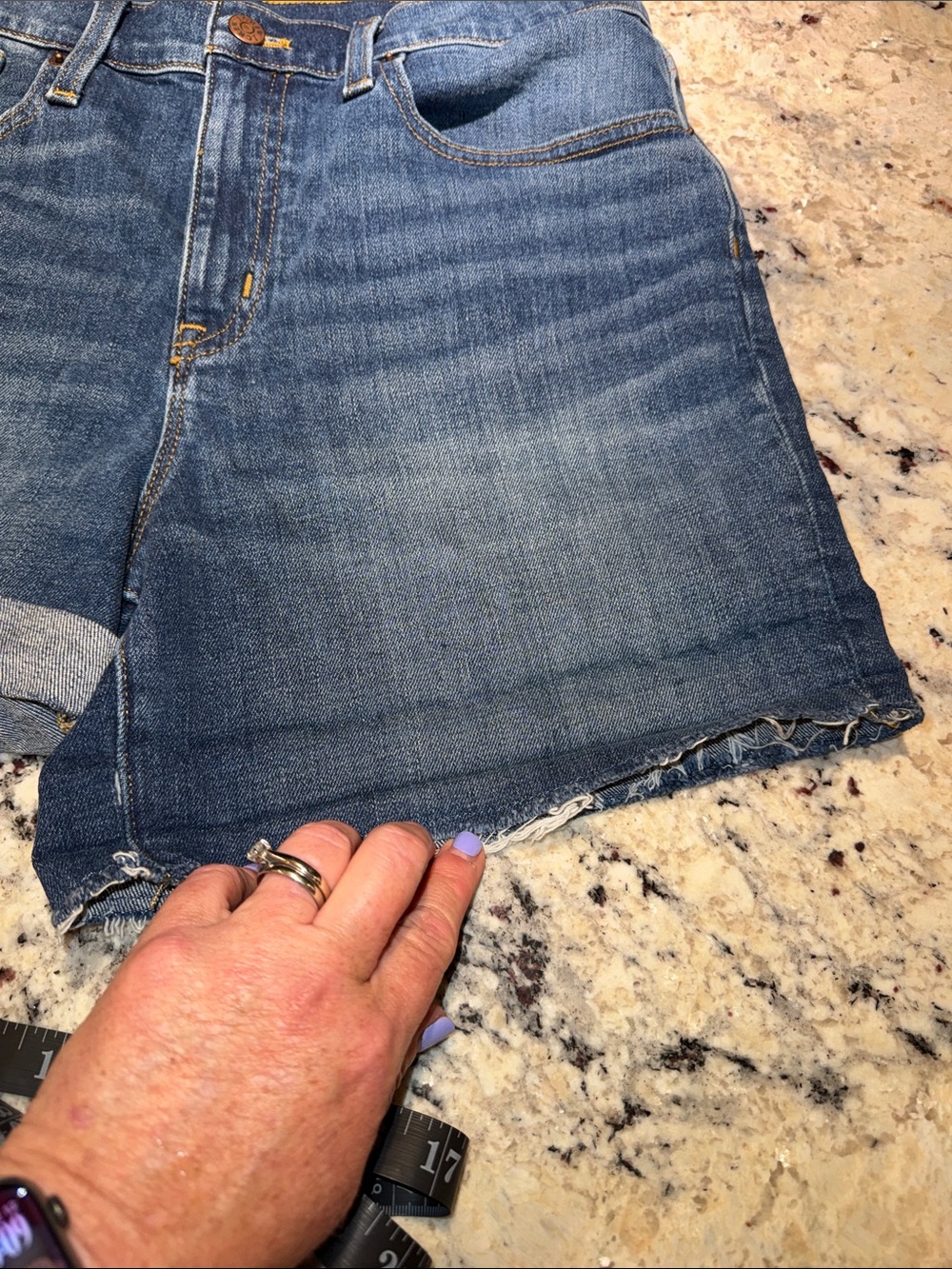J. Crew Mid-Blue Rolled Hem Denim Shorts - Picture 7 of 10